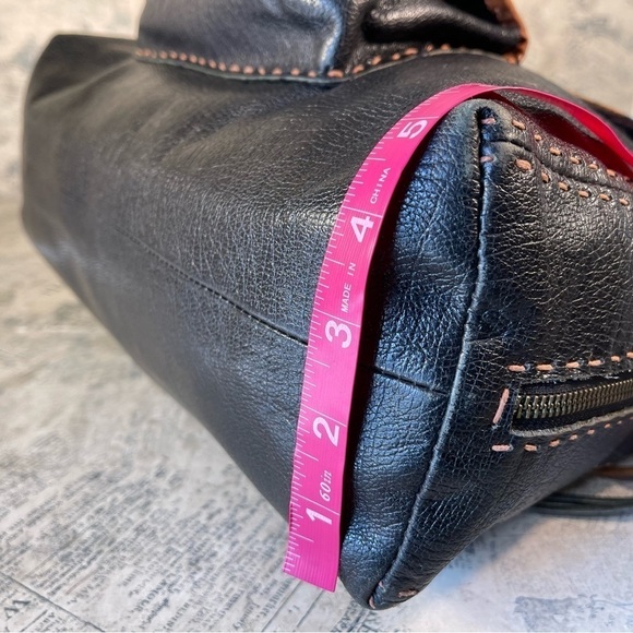 Carla Mancini Top Stitched Black Leather Satchel - Picture 13 of 14